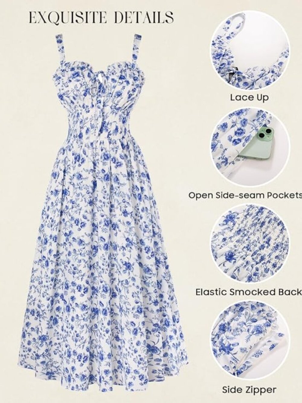Floral Corset Maxi Dress | Smocked Back